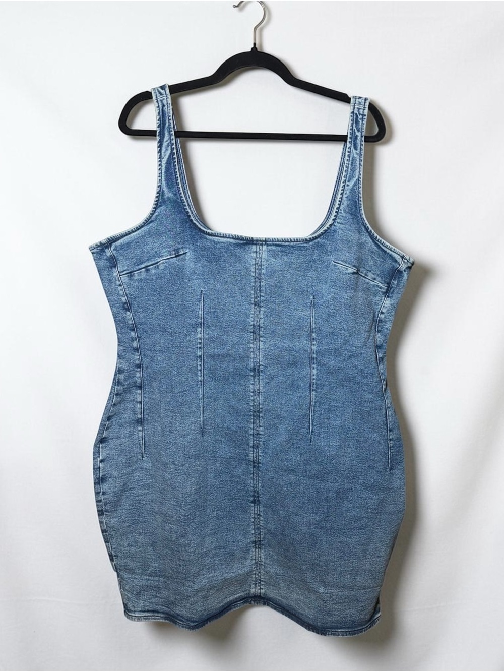 Good American Indigo Blue Denim Tank Mini Dress